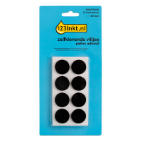 123inkt zelfklevende viltjes rond zwart 20 mm (16 stuks) FP-20R 301005