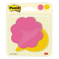 3M Post-it Die-Cut notes bloem en tekstballon fuchsia/ultrageel 72,5 x 72,5 mm (2 blokken) BC-2030-FS-EU 214577