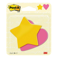 3M Post-it Die-Cut notes ster en hart fuchsia/ultrageel 70 x 72,5 mm (2 blokken) BC-2030-SH-EU 214578