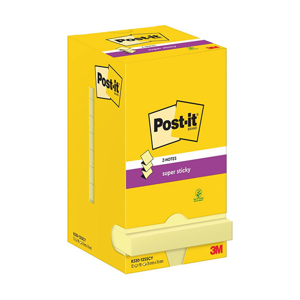 3M Post-it super sticky Z-notes geel 76 x 76 mm (12 stuks) R330-12SS-CY 201001 - 1