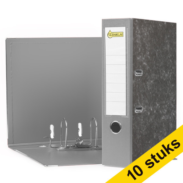 Aanbieding: 10x 123inkt classeur A4 karton grijs gewolkt 80 mm  300553 - 1