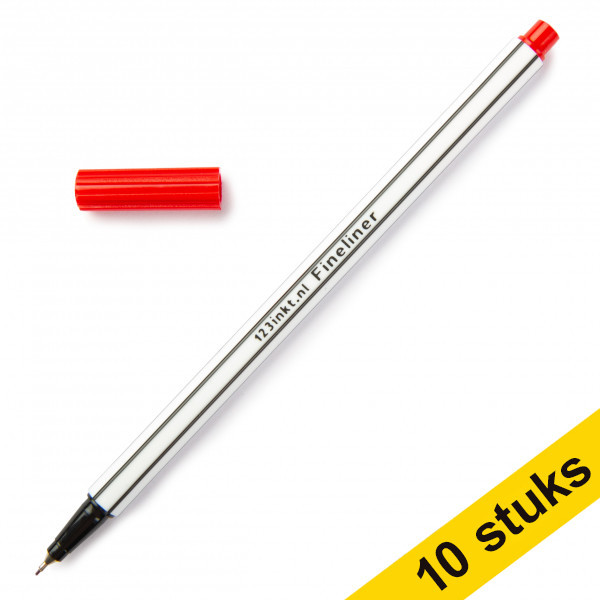 Aanbieding: 10x 123inkt fineliner rood  300433 - 1