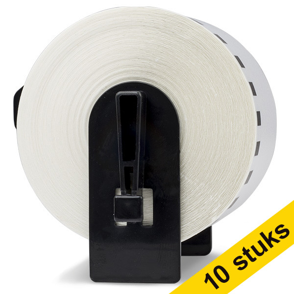 Aanbieding: 10x 123inkt huismerk vervangt Brother DK-44205 verwijderbare papiertape wit  650536 - 1