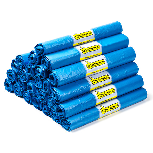 Aanbieding: 10x 123schoon HDPE vuilniszakken blauw 120 liter (20 stuks)  SDR00426 - 1