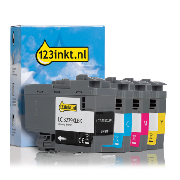 Aanbieding: 123inkt huismerk vervangt Brother LC-3239XL zwart + 3 kleuren  127250 - 1