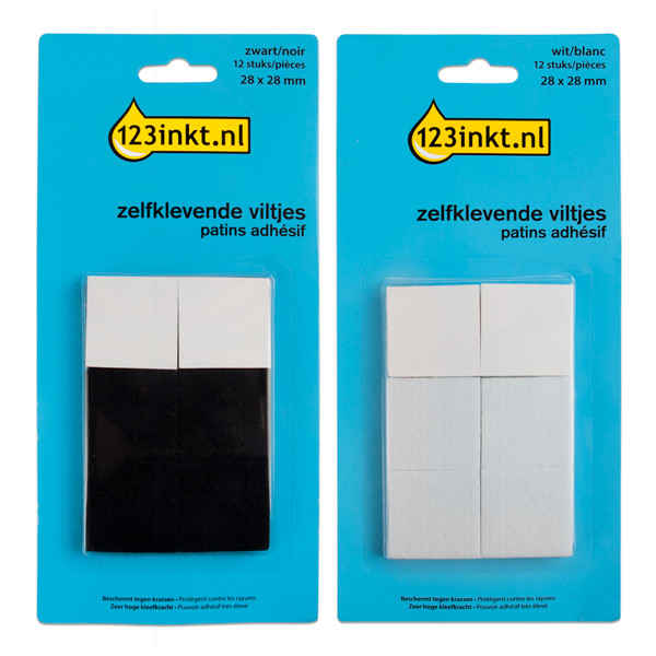 Aanbieding: 123inkt zelfklevende viltjes vierkant zwart/wit 28 mm (24 stuks)  301031 - 1