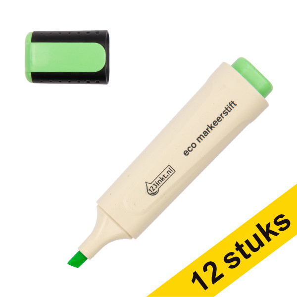 Aanbieding: 12x 123inkt eco markeerstift groen  390578 - 1