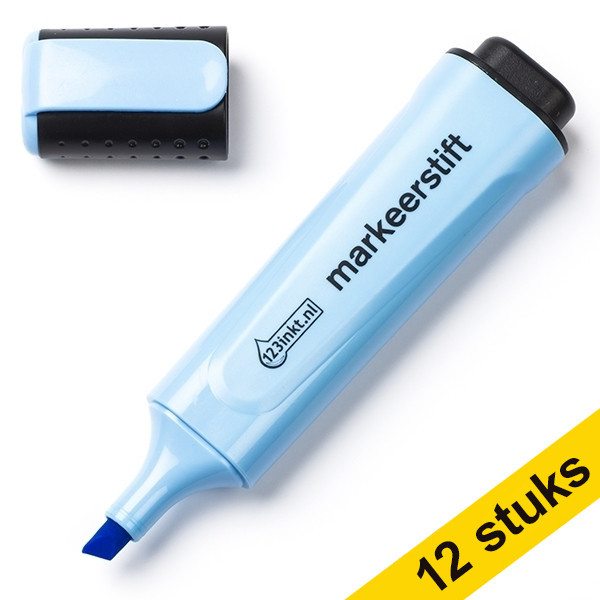 Aanbieding: 12x 123inkt markeerstift blauw  300389 - 1