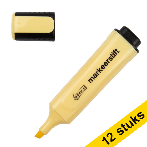 Aanbieding: 12x 123inkt markeerstift pastelgeel  300493 - 1