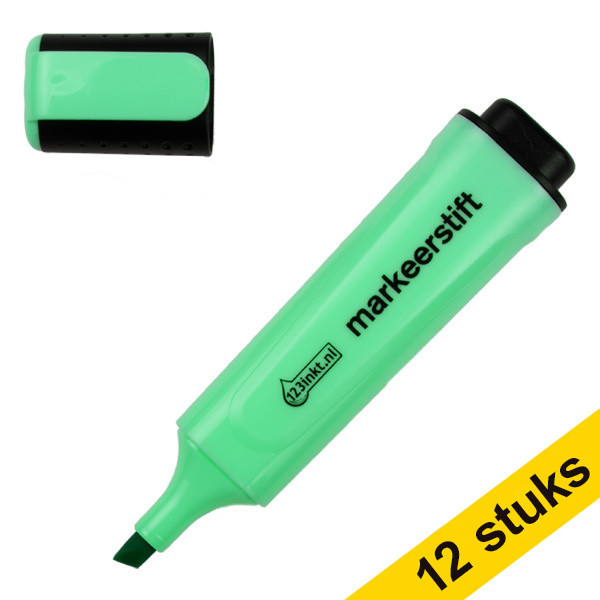 Aanbieding: 12x 123inkt markeerstift pastelgroen  300494 - 1