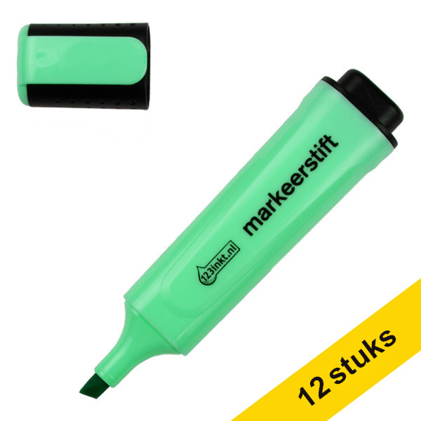 Aanbieding: 12x 123inkt markeerstift pastelgroen  300494 - 1