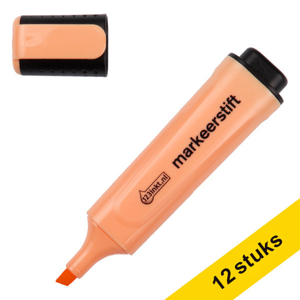 Aanbieding: 12x 123inkt markeerstift pasteloranje  300495 - 1