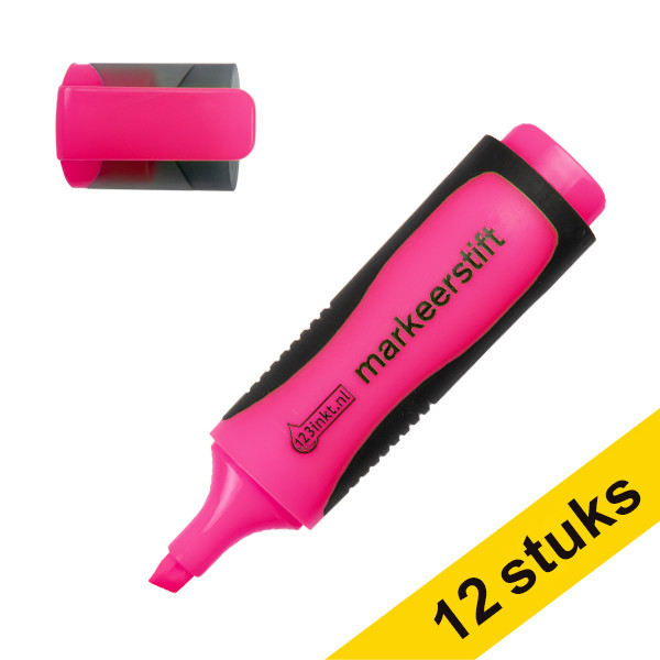 Aanbieding: 12x 123inkt markeerstift roze  300392 - 1