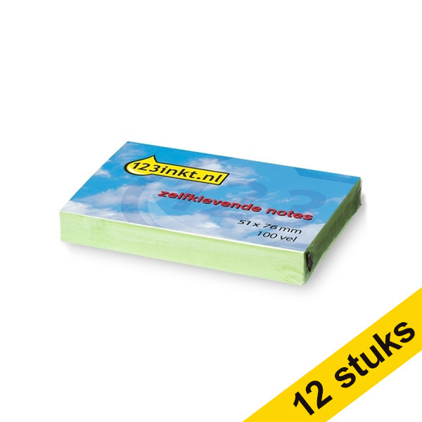 Aanbieding: 12x 123inkt zelfklevende notes groen 51 x 76 mm  300203 - 1