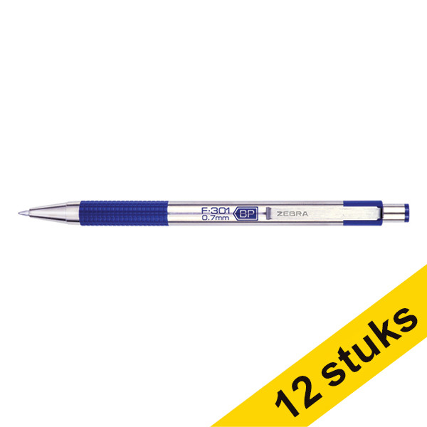 Aanbieding: 12x Zebra F-301 balpen blauw  423807 - 1