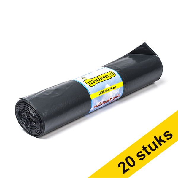 Aanbieding: 20x 123schoon LDPE vuilniszak grijs 60 liter (20 stuks)  SDR00383 - 1