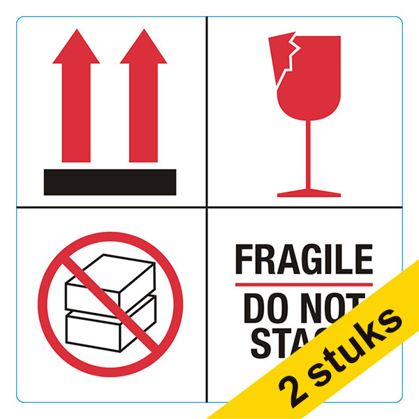 Aanbieding: 2x 123inkt waarschuwingsetiketten Fragile/Do not stack (1000 etiketten)  302354 - 1