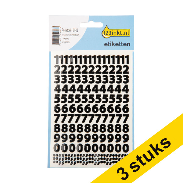 Aanbieding: 3x 123inkt 0-9 etiketten zwart  301533 - 1