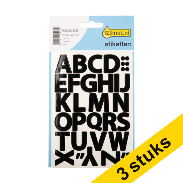 Aanbieding: 3x 123inkt A-Z etiketten zwart groot  301530 - 1