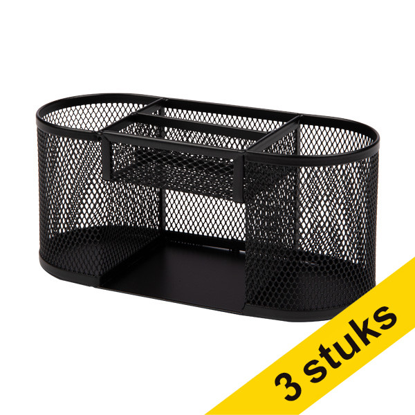 Aanbieding: 3x 123inkt bureauorganizer mesh zwart  390666 - 1