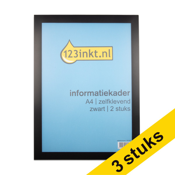 Aanbieding: 3x 123inkt informatiekader A4 zelfklevend zwart (2 stuks)  301275 - 1