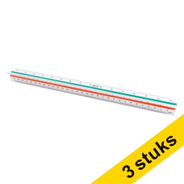 Aanbieding: 3x 123inkt schaalstok kunststof 30 cm (ingenieur)  302194 - 1