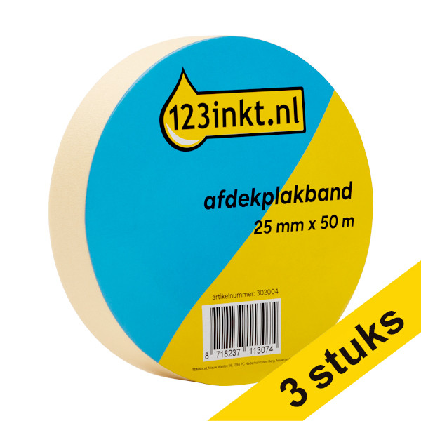 Aanbieding: 3x 123inkt schilderstape 25 mm x 50 m  302005 - 1