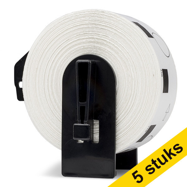 Aanbieding: 5x 123inkt huismerk vervangt Brother DK-11218 rond label wit  650625 - 1