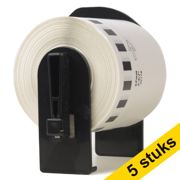 Aanbieding: 5x 123inkt huismerk vervangt Brother DK-22113 continue filmtape transparant  650652 - 1