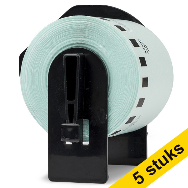 Aanbieding: 5x 123inkt huismerk vervangt Brother DK-22212 continue filmtape wit  650561 - 1