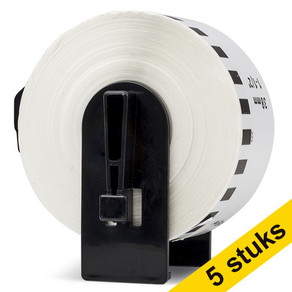 Aanbieding: 5x 123inkt huismerk vervangt Brother DK-22225 continue papiertape wit  650622 - 1