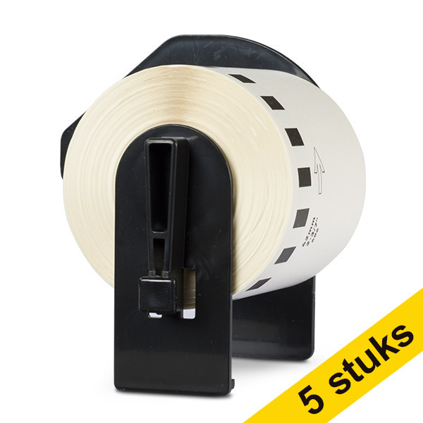 Aanbieding: 5x 123inkt huismerk vervangt Brother DK-22606 continue filmtape geel  650632 - 1