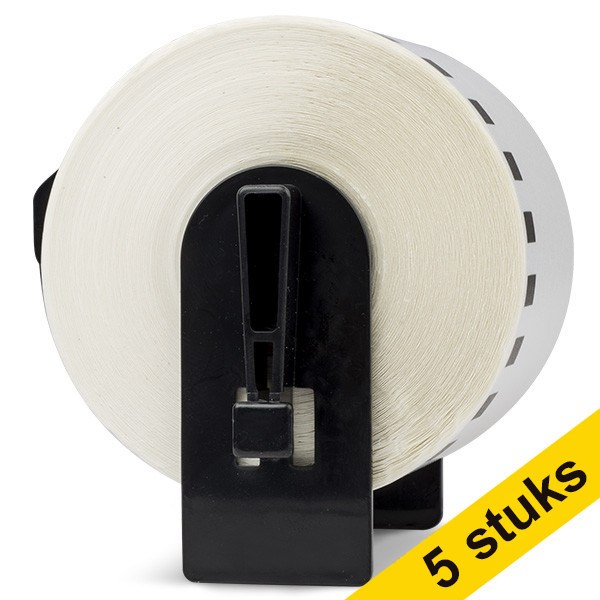 Aanbieding: 5x 123inkt huismerk vervangt Brother DK-44605 verwijderbare papiertape geel  650646 - 1