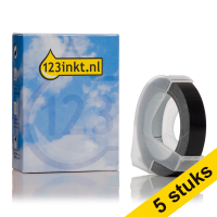 Aanbieding: 5x 123inkt lettertang S0898130 / 520109 reliëftape wit op zwart  650768