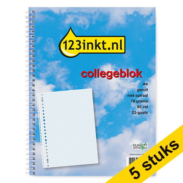 Aanbieding: 5x 123inkt spiraalschrift A4 geruit 70 g/m² 80 vellen (23-gaats)  300592 - 1