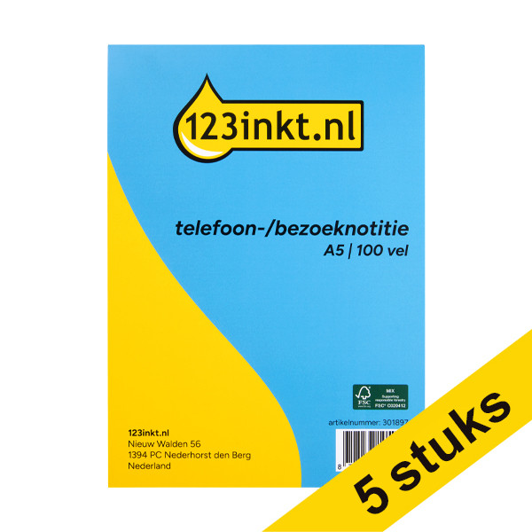 Aanbieding: 5x 123inkt telefoon-/bezoeknotitie A5 (100 vellen)  302206 - 1