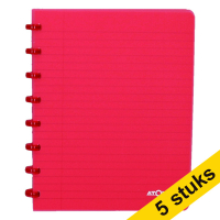 Aanbieding: 5 x Atoma Trendy geruit schrift A5 transparant rood 72 vellen (4 x 8 mm)