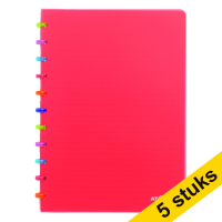 Aanbieding: 5 x Atoma Tutti Frutti geruit schrift A4 transparant rood 72 vellen (4 x 8 mm)