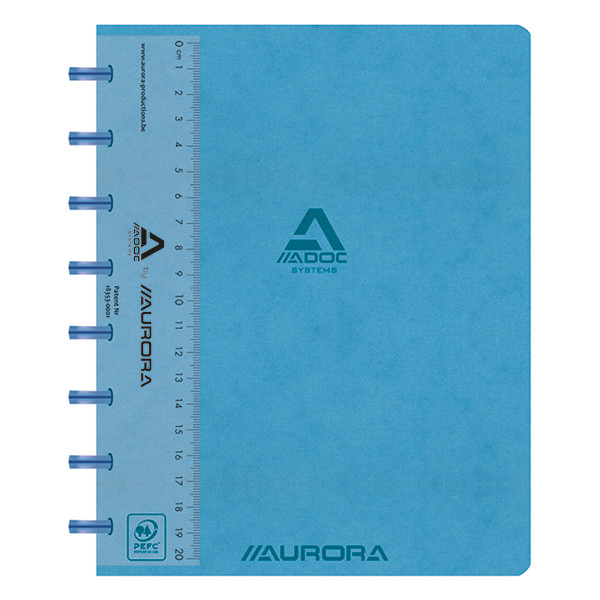 Aurora Adoc gelijnd schrift met meetlat A5 blauw 72 vellen 3811.741B 330081 - 1