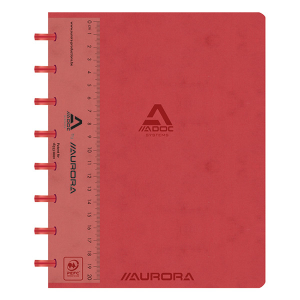 Aurora Adoc gelijnd schrift met meetlat A5 rood 72 vellen 3811.741R 330082 - 1