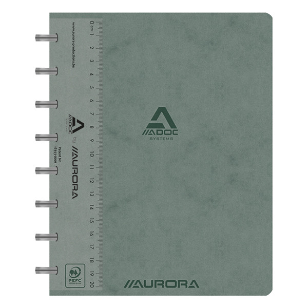 Aurora Adoc gelinieerd schrift met meetlat A5 grijs 72 vel 3811.741GRIS 330080 - 1