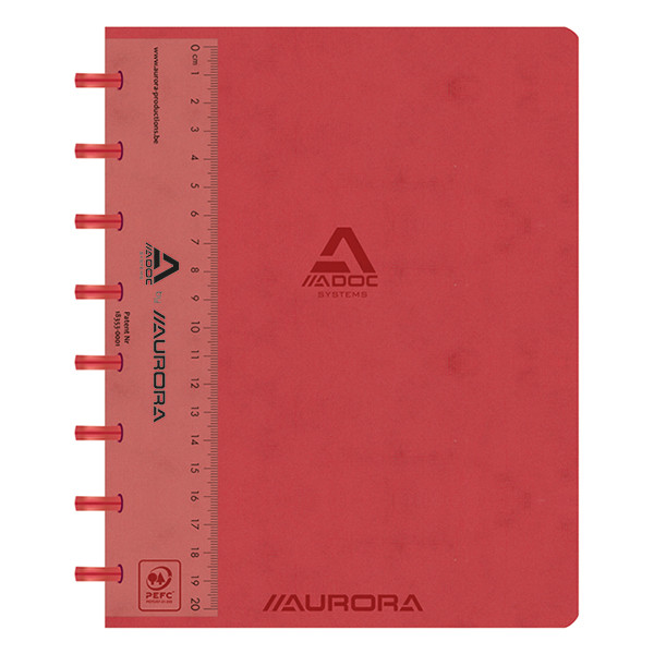 Aurora Adoc geruit schrift met liniaal A5 rood 72 vel (5 mm) 3845.748R 330085 - 1