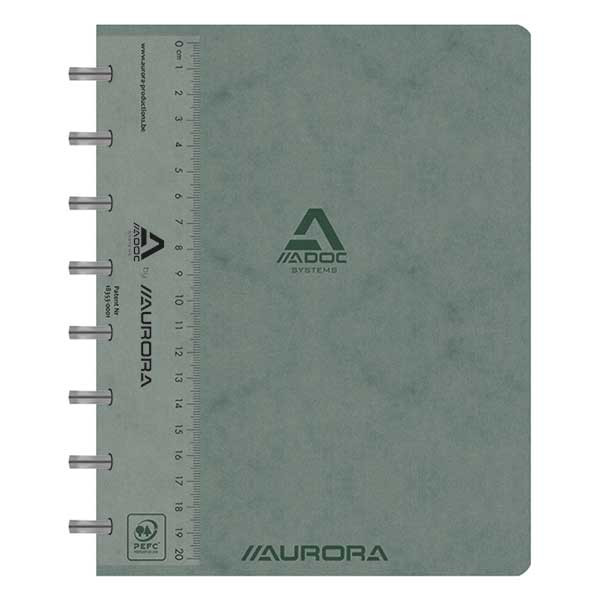 Aurora Adoc geruit schrift met meetlat A5 grijs 72 vellen (5 mm) 3845.748GRIS 330083 - 1