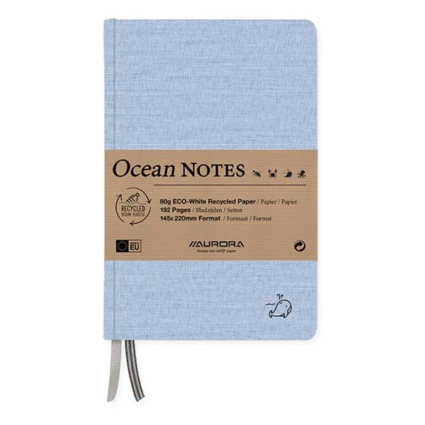 Aurora Ocean notitieboek 145 x 220 mm gelijnd 96 vellen walvisblauw 2396RTB 330067 - 1