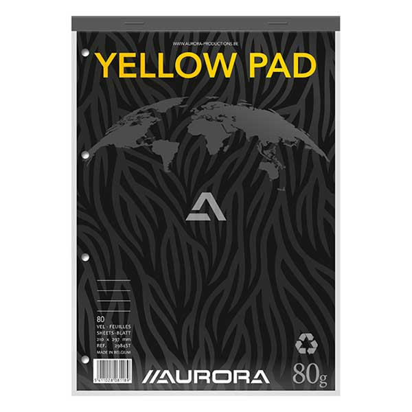 Aurora cursusblok A4 gelijnd 80 g/m² 80 vellen geel papier 2984ST 330058 - 1