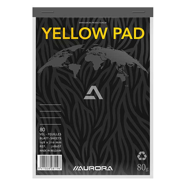 Aurora cursusblok A5 gelijnd 80 g/m² 80 vellen geel papier 2180ST 330057 - 1