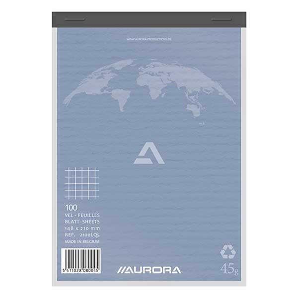 Aurora cursusblok A5 geruit 5 mm 45 g/m² 100 vellen 2100LQ5 330056 - 1