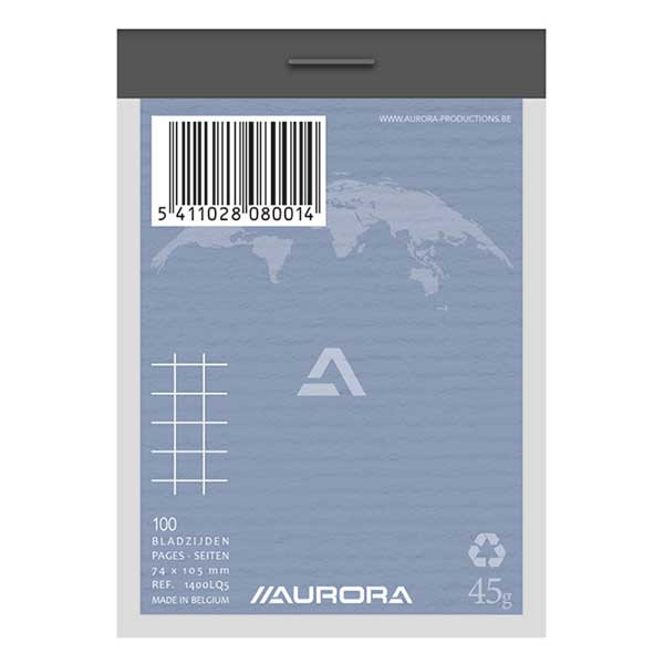 Aurora cursusblok A7 geruit 5 mm 45 g/m² 100 vellen 1400LQ5 330055 - 1