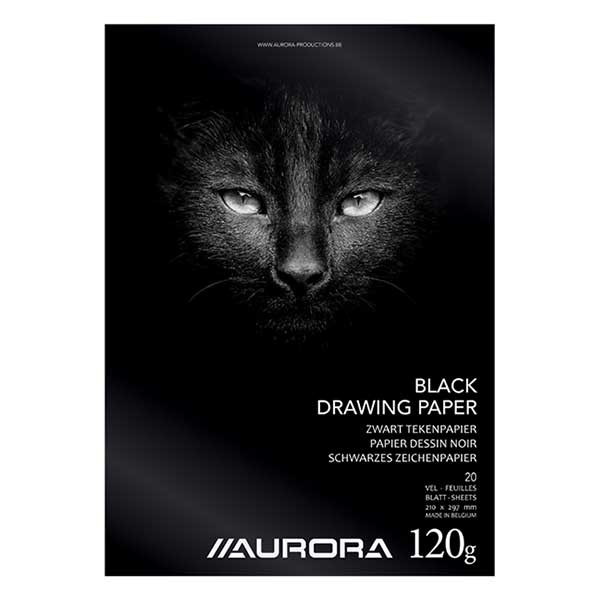 Aurora tekenblok A4 120 g/m² zwart papier (20 vellen) BL43 330071 - 1