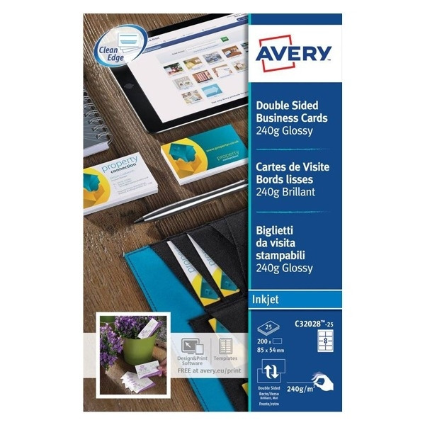 Het spijt me Arthur tekort Avery Zweckform C32028-10 visitekaarten glanzend wit 85 x 54 mm (80 stuks)  Avery 123inkt.be